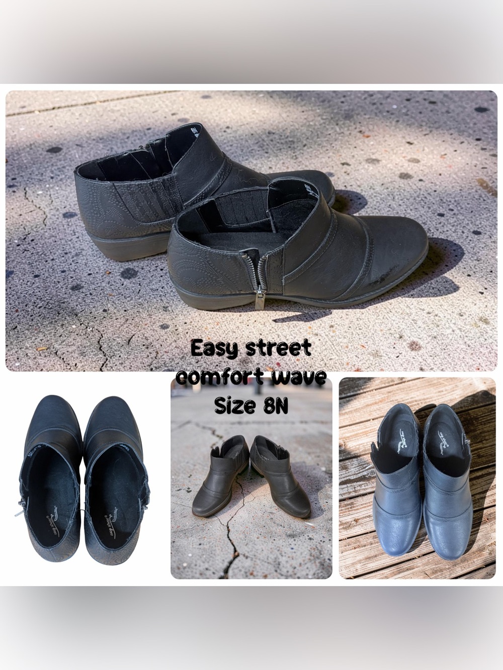 easy street Black Low Heel Ankle Booties